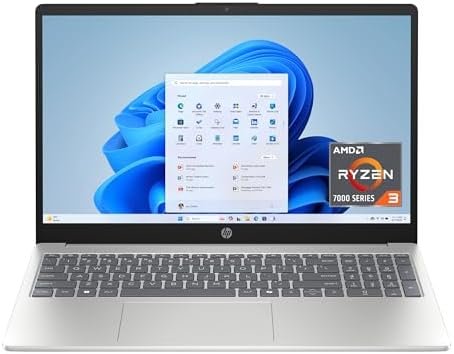 HP 15.6 inch Laptop, HD Touchscreen Display, AMD Ryzen 3 7320U, 8 GB RAM, 128 GB SSD, AMD Radeon Graphics, Windows 11 Home in S Mode, Natural Silver, 15- fc0099nr : Electronics
