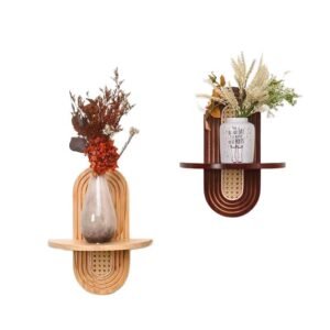 Solid wood wall decoration shelf wall mounted with green plants and flower racks