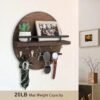 Wall Mounted Retro Wooden Shelf Round Floating Shelf Storage Rack Solid Wood Entryway Decorative Rack Hallway Key Holder