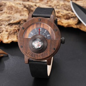 Multifunctional Compass Wooden Watch Outdoor Sport Watch for Men Women Students