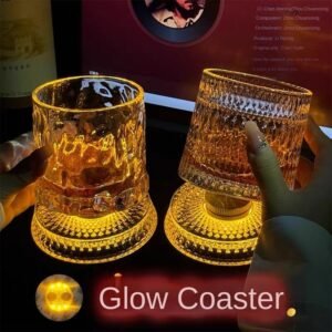 【 Send Luminous Cup Mat 】 Luminous Rotating Whiskey Glass Rotation Decompression Western Wine Glass Tumbler